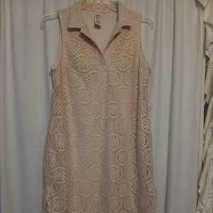 COLLARED CREAM COLOR CASUAL DRESS